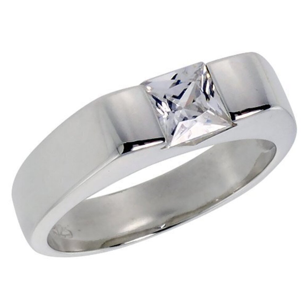 3/4CT square Princess Solitaire Engagement Ring
